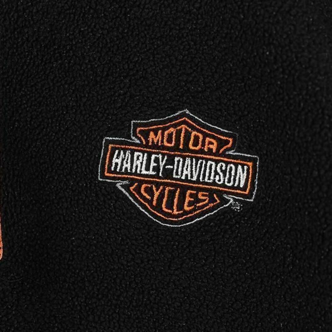 Harley Davidson(ハーレーダビッドソン)のハーレーダビッドソン ハーフジップフリース ロゴ刺繍 スウェットM 黒 ピンク レディースのトップス(トレーナー/スウェット)の商品写真