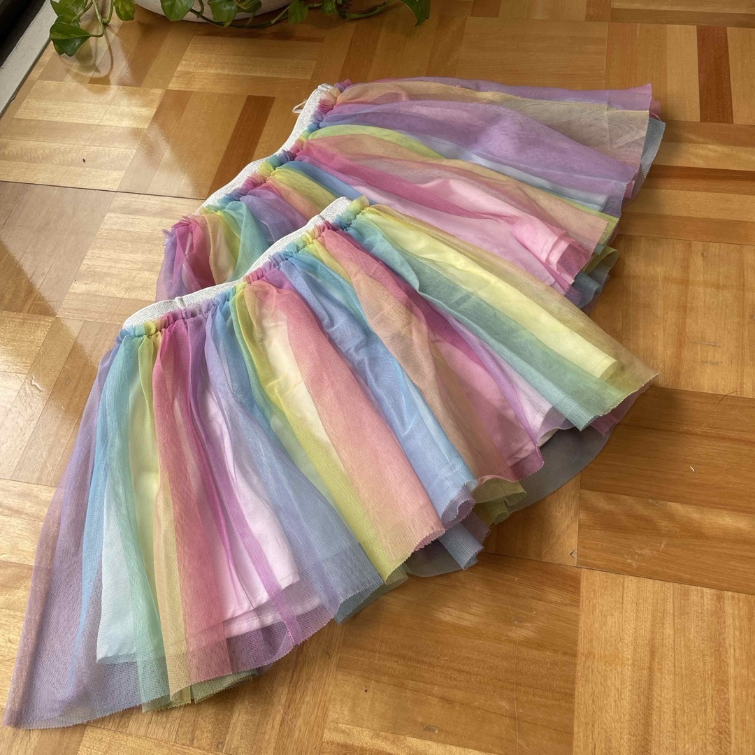 anyFAM(エニィファム)の虹色　レインボーチュールスカート　110.120 2点セット キッズ/ベビー/マタニティのキッズ服女の子用(90cm~)(スカート)の商品写真
