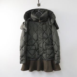 モンクレール(MONCLER)のJPタグ モンクレール MONCLER VAULOGE ヴォロージュ 裾フリル ダウンコート 1//カーキ ダイヤキルティング ブルゾン【2400013754545】(ダウンジャケット)