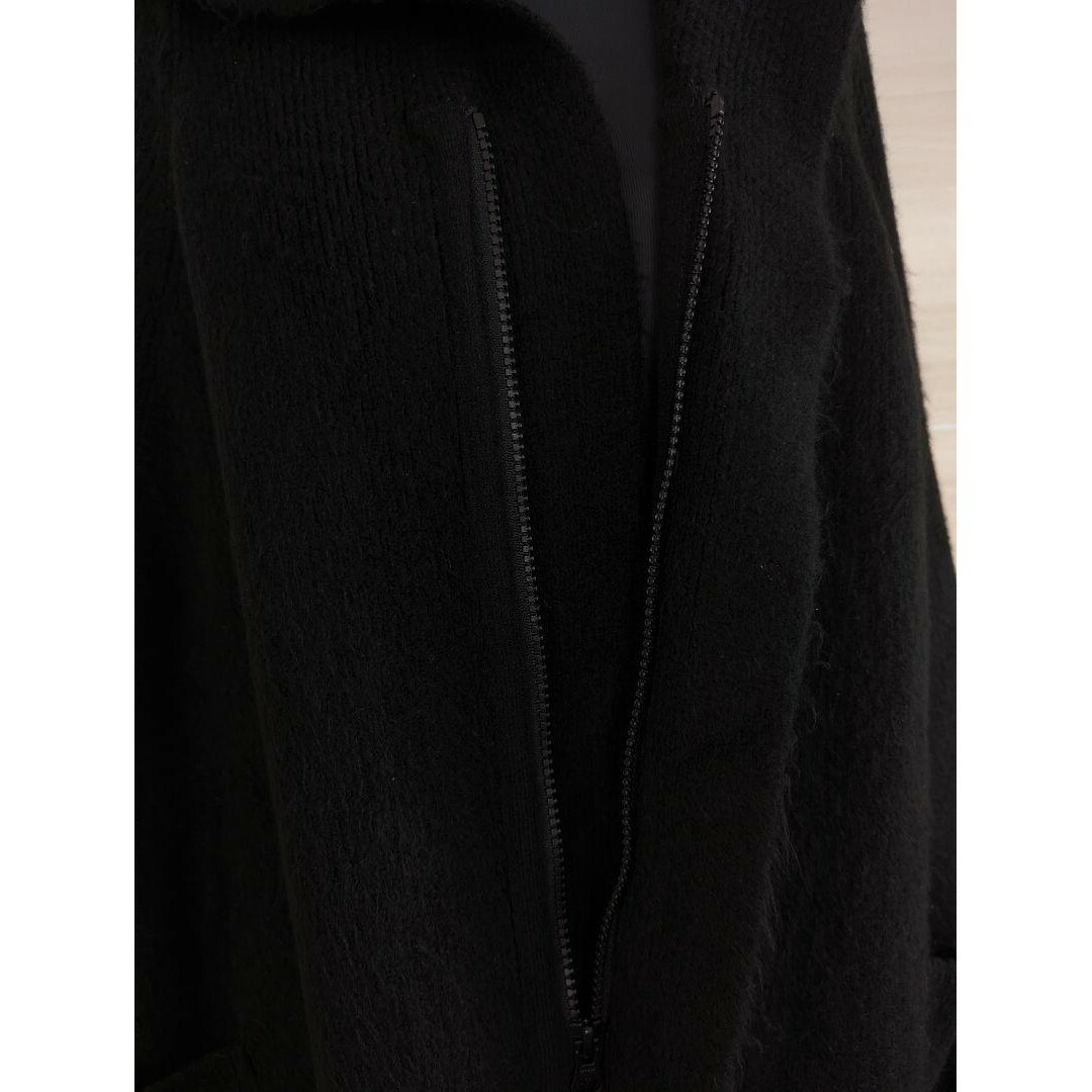 sabby genteel シャビージェンティール フーデットニットコート黒 L レディースのジャケット/アウター(ニットコート)の商品写真