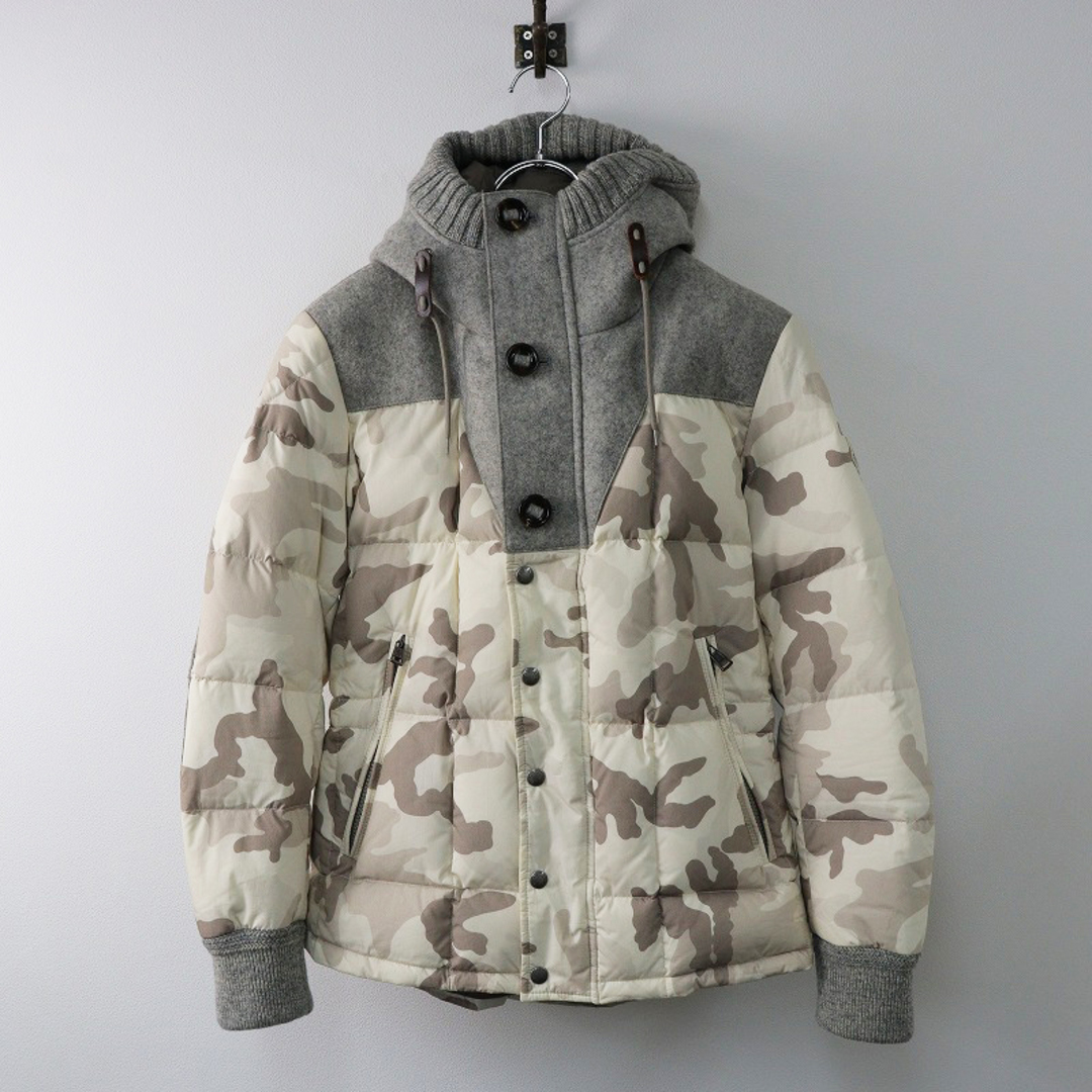 MONCLER(モンクレール)の希少サイズ JPタグ モンクレール MONCLER BEAUMONT バーモント ウールコンビ迷彩ダウンジャケット 0//グレー カモフラ【2400013754453】 メンズのジャケット/アウター(ダウンジャケット)の商品写真