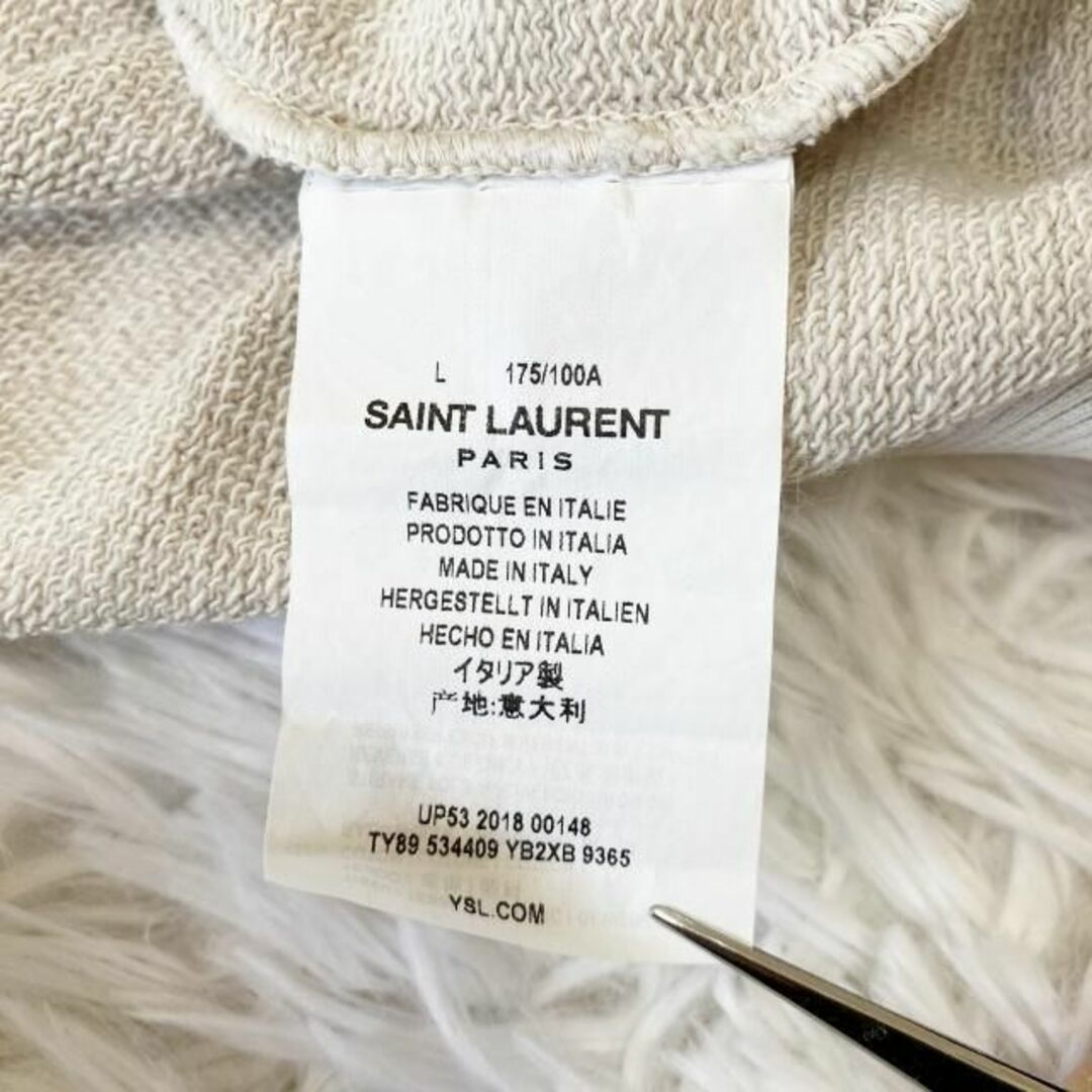 Saint Laurent(サンローラン)のサンローランパリ スウェット L 大きいサイズ ハート バラ 蛇 グレージュ メンズのトップス(スウェット)の商品写真