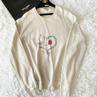 サンローラン(Saint Laurent)のサンローランパリ スウェット L 大きいサイズ ハート バラ 蛇 グレージュ(スウェット)