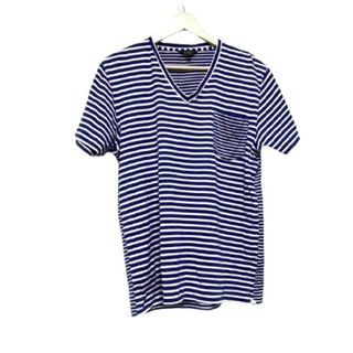 ポールスミス(Paul Smith)のPaulSmith(ポールスミス) 半袖Tシャツ サイズM メンズ - ブルー×白 Vネック/ボーダー(Tシャツ/カットソー(半袖/袖なし))