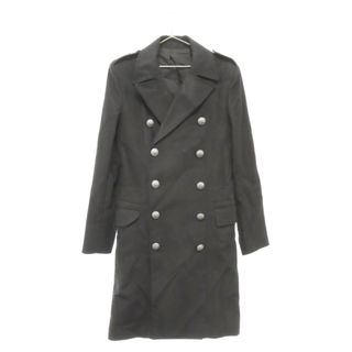 バルマン(BALMAIN)のBALMAIN バルマン Double Breasted Black Coat ダブルブレスト ビスコースロング コート ジャケット ブラック W8H3089T374(フライトジャケット)