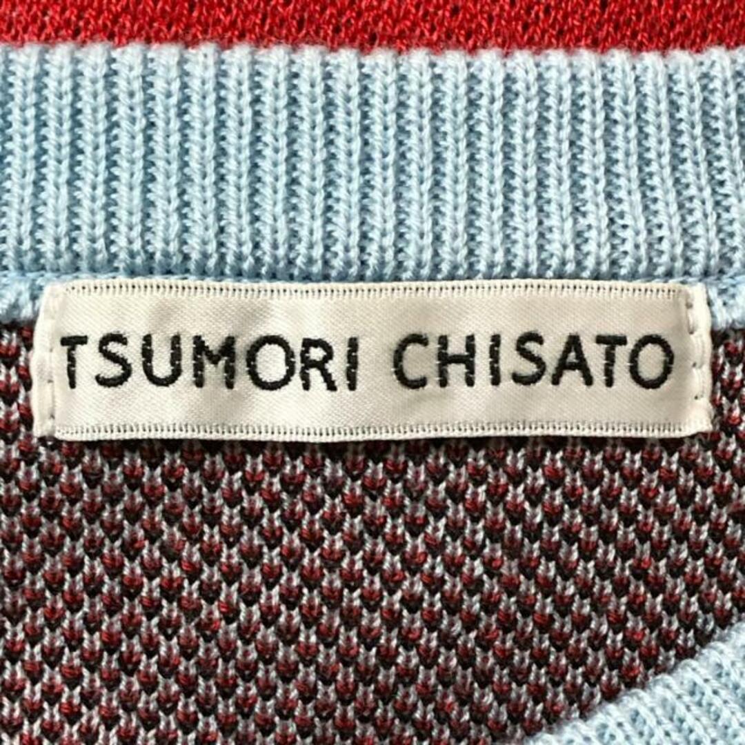 TSUMORI CHISATO(ツモリチサト)のTSUMORI CHISATO(ツモリチサト) ワンピース サイズ2 M レディース - ライトブルー×レッド×マルチ 長袖/ひざ丈/ニット/ネコ レディースのワンピース(その他)の商品写真