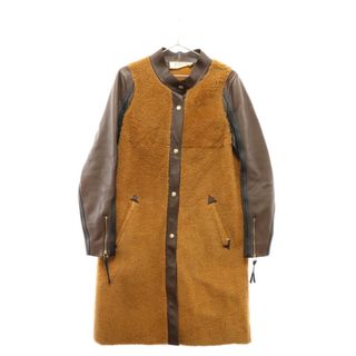 マルニ(Marni)のMARNI マルニ 12AW シアリング ラムレザー ノーカラー コート ブラウン CPMXM18QY3LM035 レディース(その他)