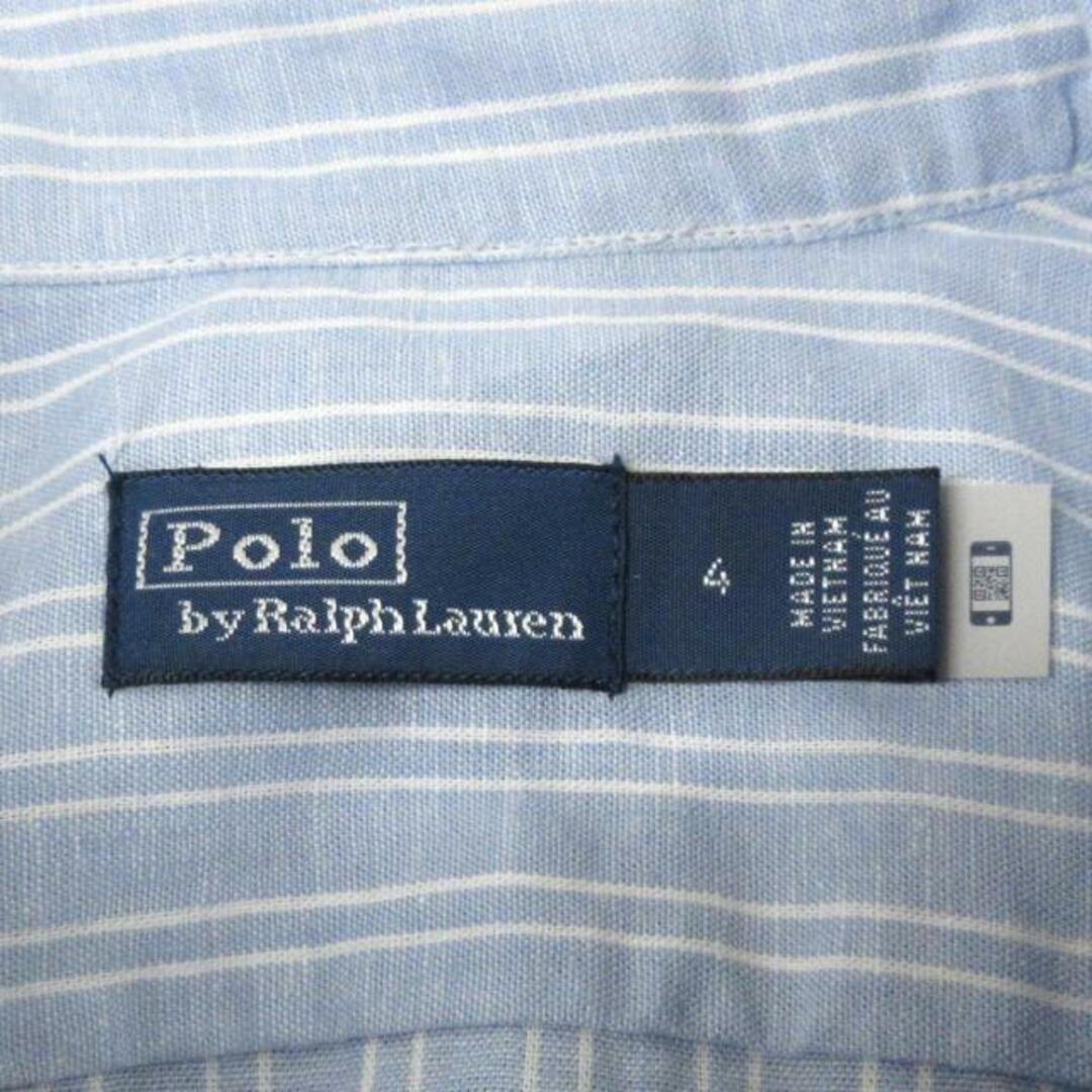 POLO RALPH LAUREN(ポロラルフローレン)のPOLObyRalphLauren(ポロラルフローレン) ワンピース サイズ4 S レディース美品  - ライトブルー×白 レギュラーカラー/長袖/マキシ丈/ストライプ/シャツワンピ レディースのワンピース(その他)の商品写真