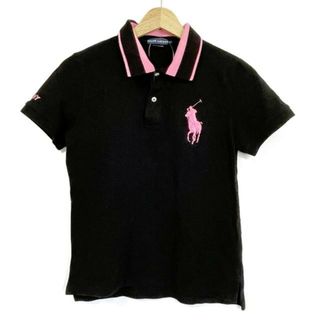 ラルフローレン(Ralph Lauren)のRalphLauren(ラルフローレン) 半袖ポロシャツ サイズL レディース ビッグポニー 黒×ピンク(ポロシャツ)