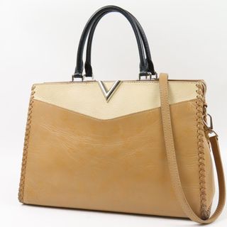 ルイヴィトン(LOUIS VUITTON)のLOUIS VUITTON ルイヴィトン ヴェリージップトート 2WAY ショルダーバッグ モノグラム V金具 ハンドバッグ レザー ベージュ レディース【中古】(ハンドバッグ)