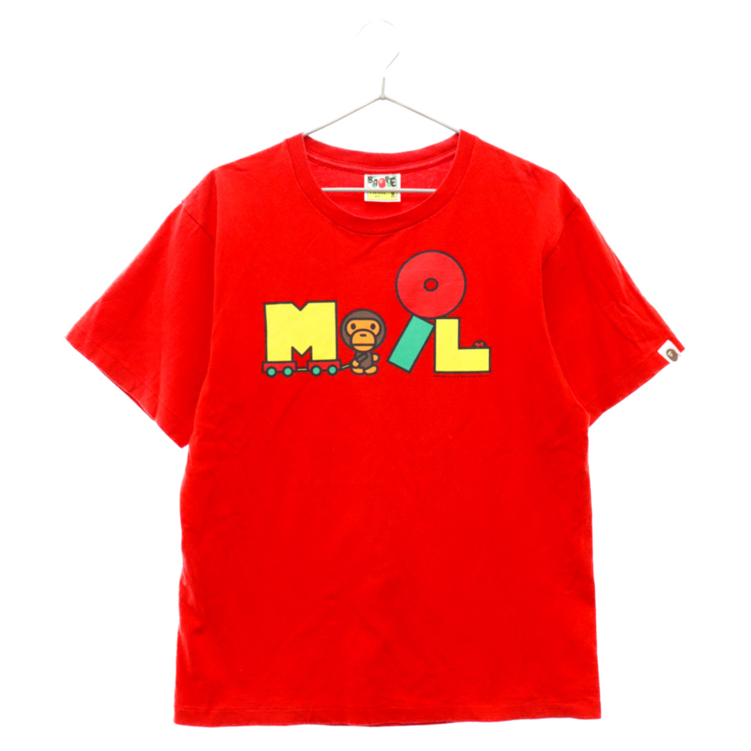 A BATHING APE(アベイシングエイプ)のA BATHING APE アベイシングエイプ MILO ロゴプリント クルーネック 半袖Tシャツ カットソー レッド メンズのトップス(Tシャツ/カットソー(半袖/袖なし))の商品写真