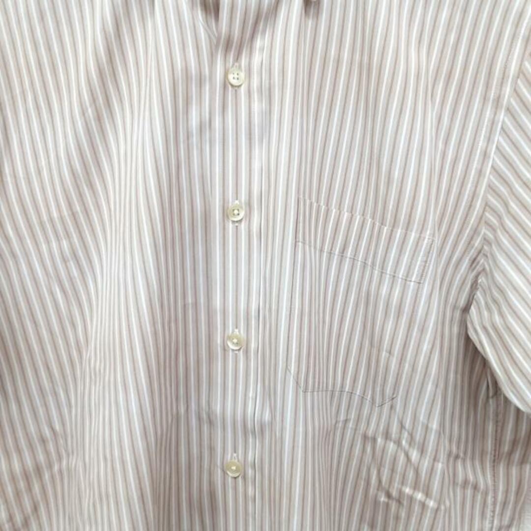 Dunhill(ダンヒル)のdunhill/ALFREDDUNHILL(ダンヒル) 半袖シャツ サイズM メンズ美品  - ベージュ×白×ブラウン ストライプ メンズのトップス(シャツ)の商品写真