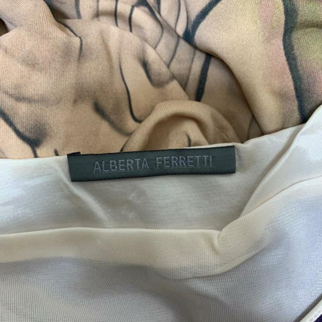 ALBERTA FERRETTI(アルベルタフェレッティ)のALBERTA FERRETTI(アルベルタ・フェレッティ) ワンピース サイズ38 S レディース美品  - パープル×ベージュ×マルチ クルーネック/半袖/ロング レディースのワンピース(その他)の商品写真