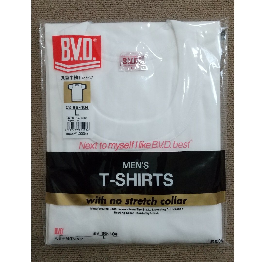 B.V.D(ビーブイディー)の新品未使用 B.V.D. メンズ 丸首半袖Tシャツ サイズL メンズのトップス(Tシャツ/カットソー(半袖/袖なし))の商品写真