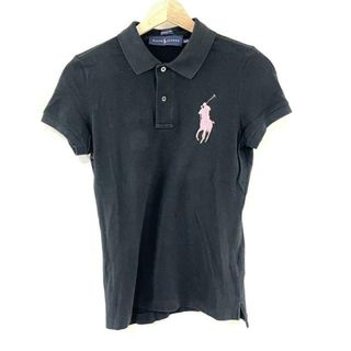 ラルフローレン(Ralph Lauren)のRalphLauren(ラルフローレン) 半袖ポロシャツ サイズM レディース ビッグポニー 黒×ピンク(ポロシャツ)