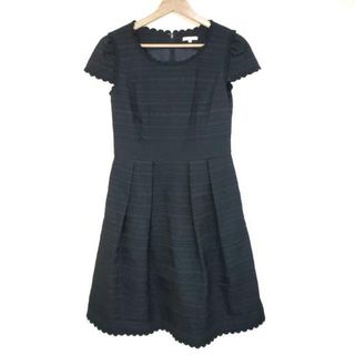 トゥービーシック(TO BE CHIC)のTO BE CHIC(トゥービーシック) ワンピース サイズ40 M レディース美品  - 黒 クルーネック/半袖/ロング/ボーダー/刺繍(その他)