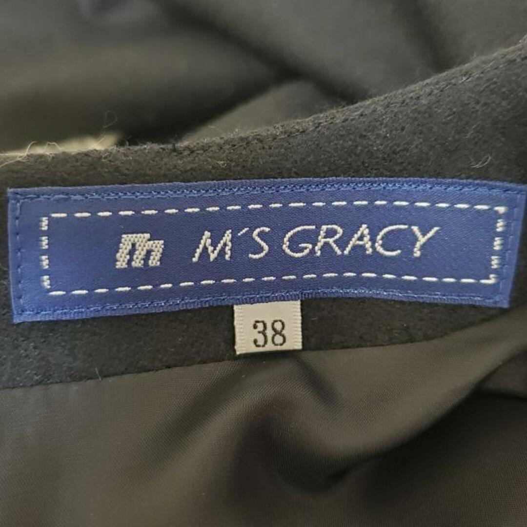 M'S GRACY(エムズグレイシー)のM'S GRACY(エムズグレイシー) ワンピース サイズ38 M レディース美品  - 黒×グレー×白 クルーネック/長袖/ロング/フラワー(花) レディースのワンピース(その他)の商品写真