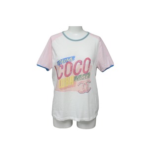 シャネル(CHANEL)のCHANEL シャネル 半袖Ｔシャツ ココキューバ ココマーク ピンク ホワイト P55821K07323 サイズS 美品 中古 60200(Tシャツ(半袖/袖なし))