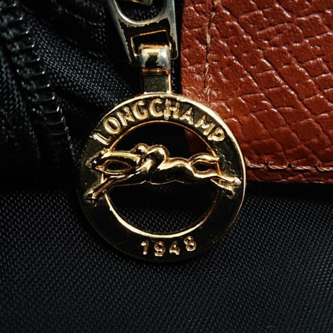 LONGCHAMP(ロンシャン)のLONGCHAMP(ロンシャン) ショルダーバッグ - 黒×ブラウン ナイロン×レザー レディースのバッグ(ショルダーバッグ)の商品写真