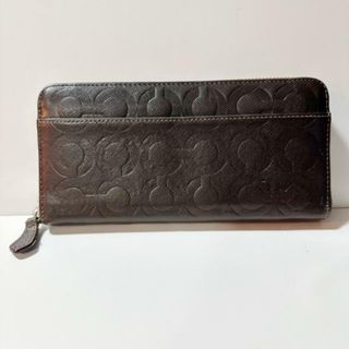 コーチ(COACH)のCOACH(コーチ) 長財布 オプアート ダークブラウン ラウンドファスナー PVC(塩化ビニール)(財布)