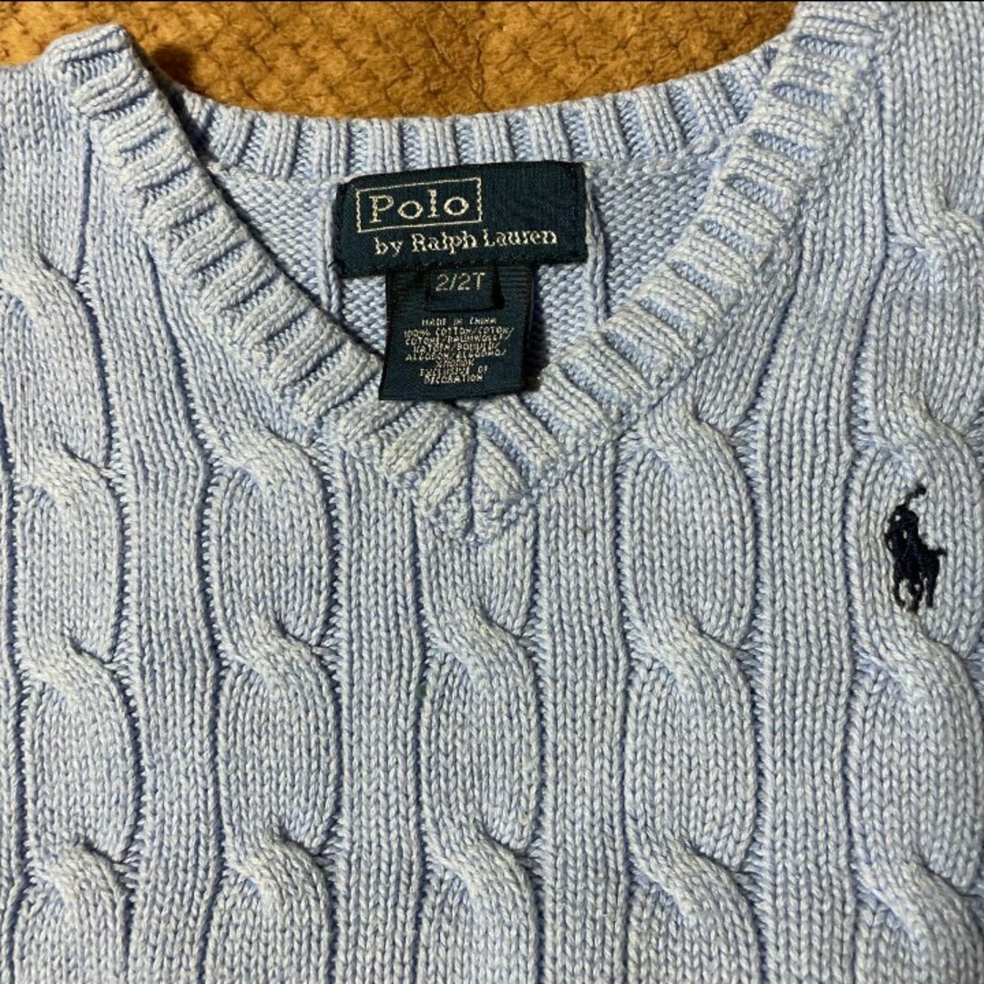 POLO RALPH LAUREN(ポロラルフローレン)の２Ｔ　90cm　ラルフローレン ニットベスト　水色 キッズ/ベビー/マタニティのキッズ服男の子用(90cm~)(その他)の商品写真