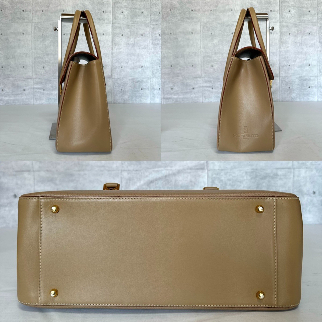 MORABITO - 【美品】MORABITO カーフレザー ベージュ ゴールドM字金具 MORABITO - 【美品】MORABITO カーフレザー ベージュ ゴールドM字金具