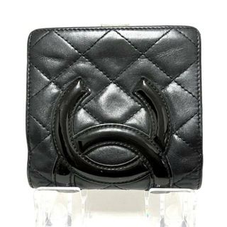 シャネル(CHANEL)のCHANEL(シャネル) 2つ折り財布 カンボンライン 黒 がま口 ラムスキン×エナメル（レザー）(財布)