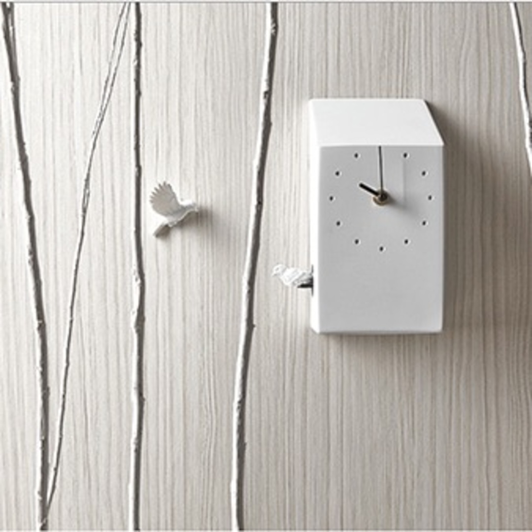 壁かけ時計 かっこうクロック 自然の鳴き声で話し合う2羽の鳥 インテリア/住まい/日用品のインテリア小物(掛時計/柱時計)の商品写真