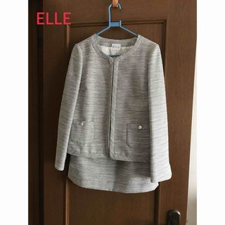 ELLE  ツイード ノーカラースーツ(スーツ)