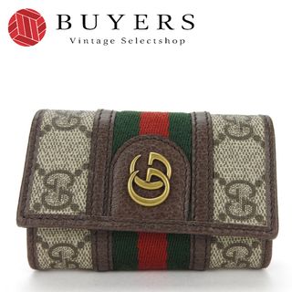 グッチ(Gucci)の【中古】 グッチ キーケース オフディア 603732 シェリー GGスプリームキャンバス レザー ベージュ グリーン レッド 6連 GUCCI(キーケース/名刺入れ)