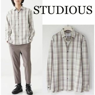 ステュディオス(STUDIOUS)の新品タグ付き【ステュディオス】ドビーチェック柄 長袖シャツ 2(M-L)(シャツ)