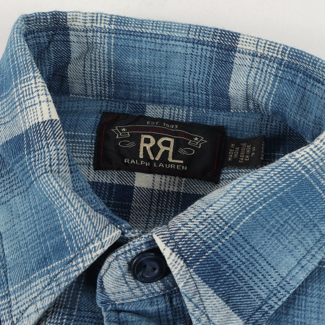 RRL(ダブルアールエル)のRRL ダブルアールエル シャツ サイズ:S インディゴチェック ワーク シャツ インディゴ ラルフローレン トップス カジュアルシャツ 長袖シャツ【メンズ】【中古】 メンズのトップス(シャツ)の商品写真