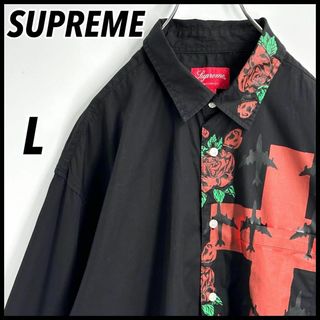 シュプリーム(Supreme)の【完売モデル】シュプリーム 両面ロゴ 飛行機 薔薇 シャツ  L　入手困難　レア(シャツ)