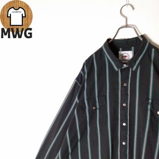 【MWG ストライプ柄シャツ 4XL ビッグサイズ カナダ製 A662(シャツ)