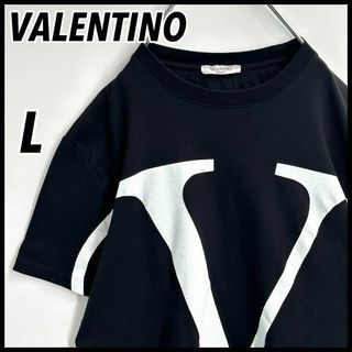 ヴァレンティノ(VALENTINO)の【超人気デザイン】ヴァレンティノ　センタービックロゴ　Tシャツ L 黒　入手困難(Tシャツ/カットソー(半袖/袖なし))