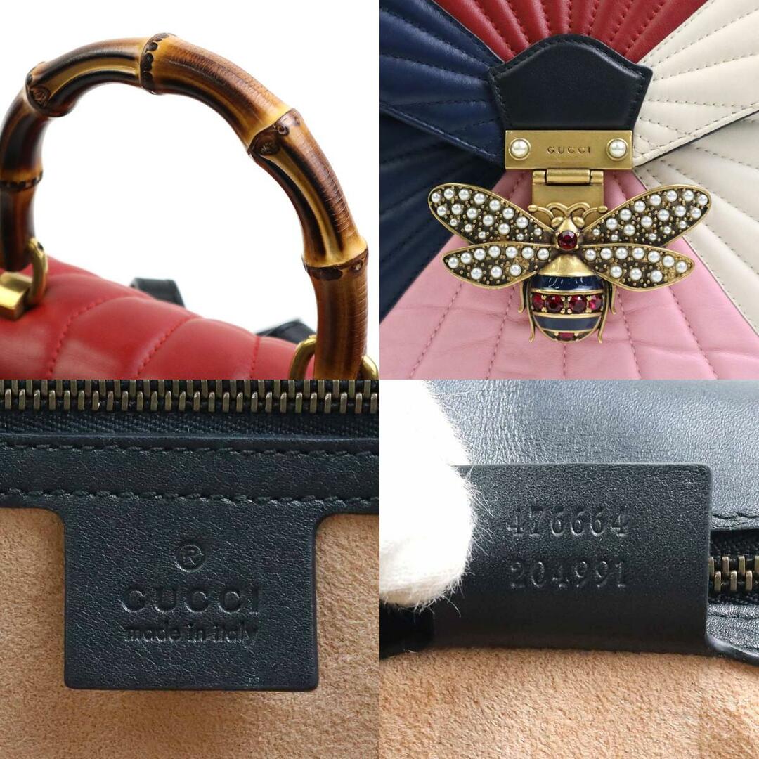 Gucci(グッチ)のグッチ GUCCI リュック クイーンマーガレットバンブーバックパック レザー レッド×ネイビー×ピンク×アイボリー レディース 476664 送料無料【中古】 99849g レディースのバッグ(リュック/バックパック)の商品写真