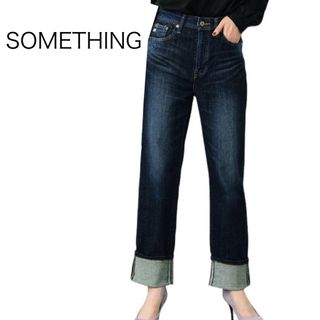 SOMETHING - 美品 SOMETHING ELSA ハイウエスト ストレート デニム M