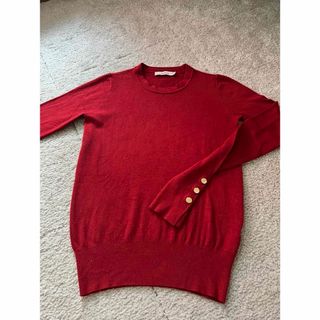 ザラ(ZARA)のZARA 定番ニット　ゴールドボタン付き　ボルドー　S(ニット/セーター)