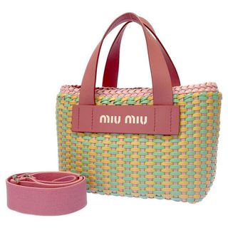 ミュウミュウ(miumiu)のミュウミュウ ハンドバッグ イントレッチオ レザー 5BA077 MIUMIU 2wayショルダーバッグ(ハンドバッグ)