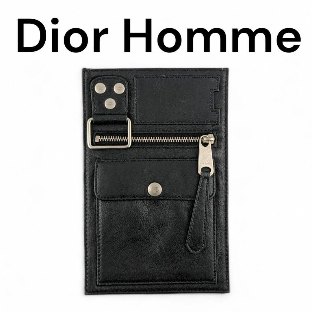 ディオールオム Dior Homme レザーポーチ ブラック 縦型 ユニセックス