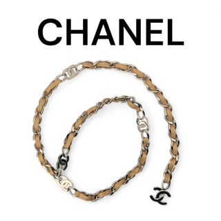 シャネル(CHANEL)のシャネル CHANEL 97P ココマーク チェーンベルト レザー ベージュ(ベルト)