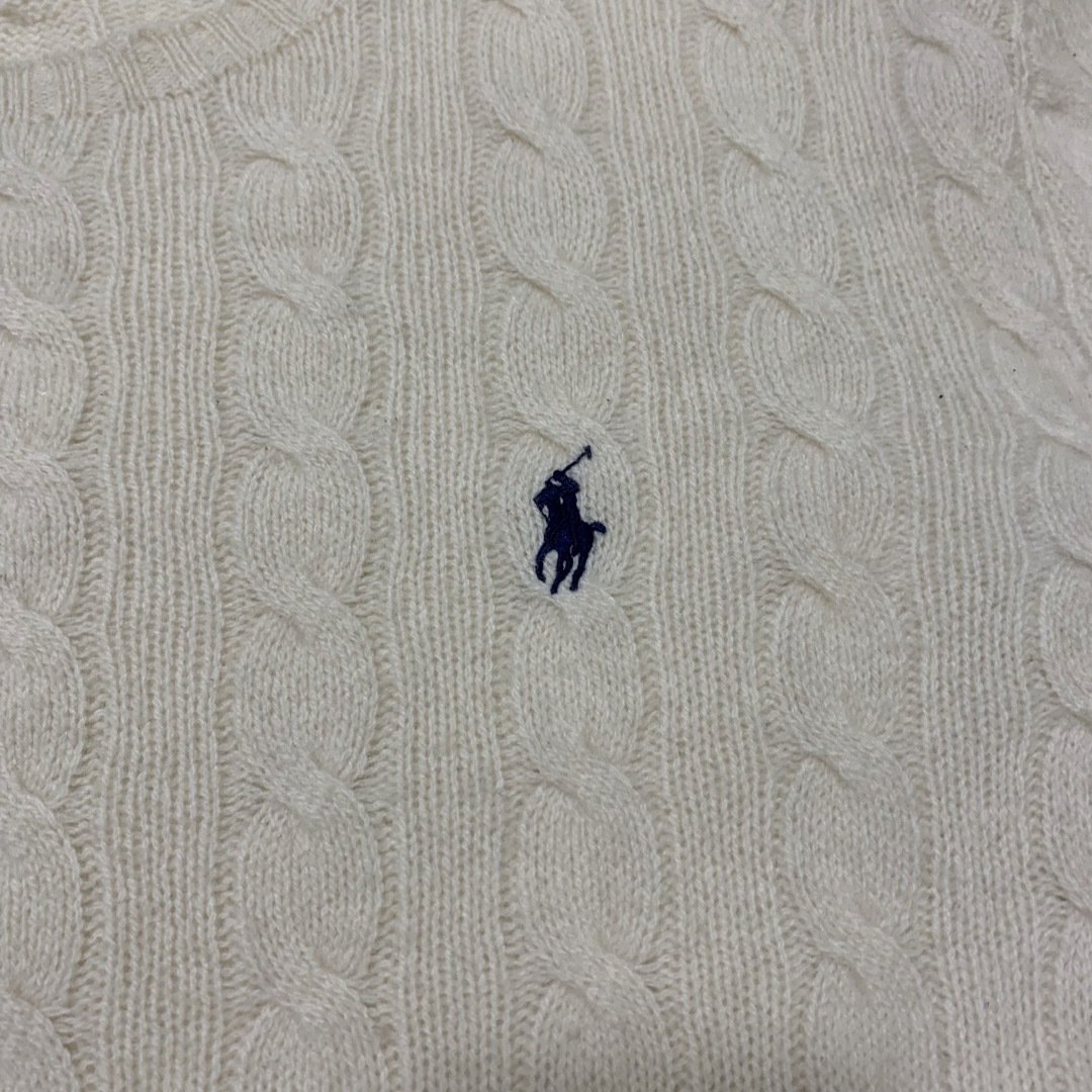 POLO RALPH LAUREN(ポロラルフローレン)のポロ ラルフローレン カシミヤ セーター ケーブルニット 白 Mサイズ レディースのトップス(ニット/セーター)の商品写真