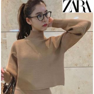 ザラ(ZARA)のザラ パフスリーブ セーター ニット キャメル 新木優子さん私服着用(ニット/セーター)