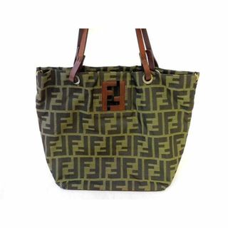 フェンディ(FENDI)のフェンディ ハンドバッグ ■ ズッカ キャンバス カーキ系 レディーズ バッグ ヴィンテージ FENDI □6A ク100(ハンドバッグ)