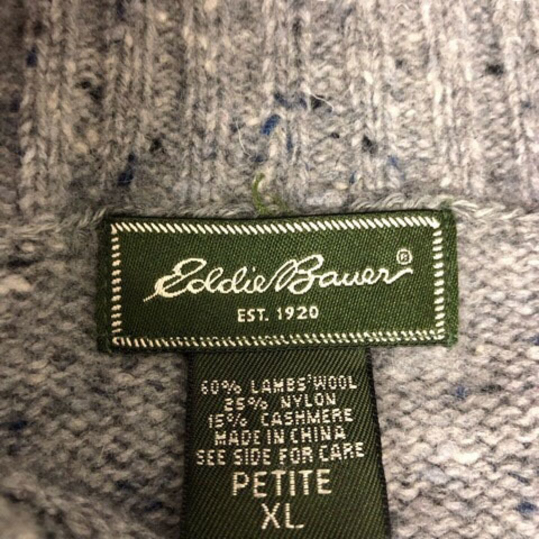 Eddie Bauer(エディーバウアー)のエディーバウアー カーディガン ハイネック カシミヤ混 ミックス糸 XL グレー メンズのトップス(カーディガン)の商品写真