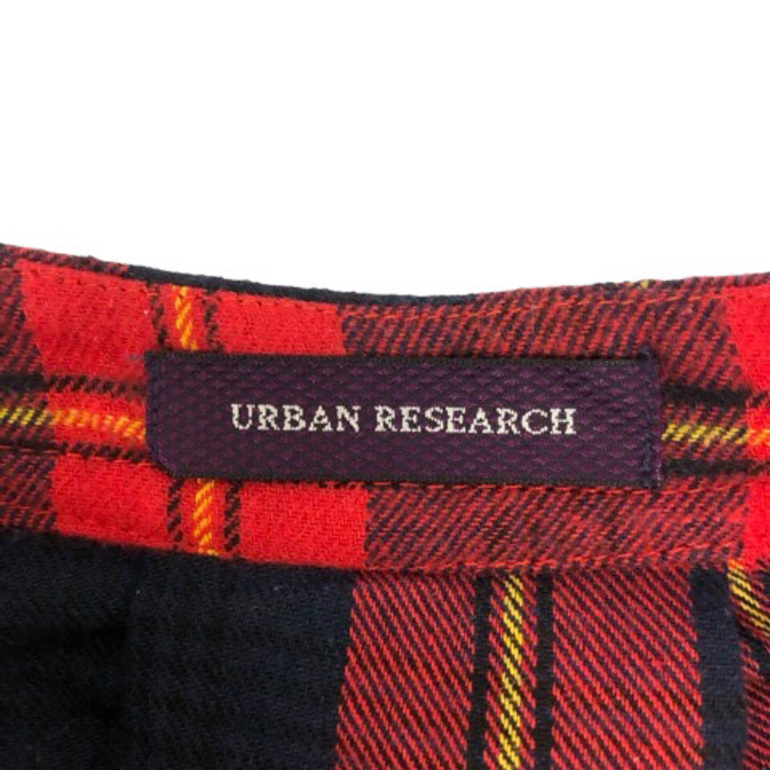 URBAN RESEARCH(アーバンリサーチ)のアーバンリサーチ シャツ ノーカラー Vネック コットン チェック 長袖 F 赤 レディースのトップス(シャツ/ブラウス(長袖/七分))の商品写真