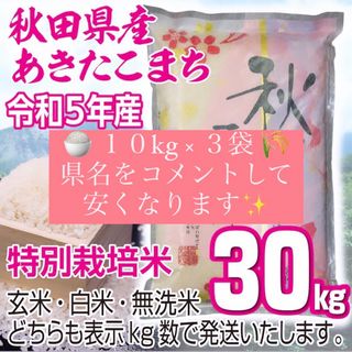 令和５年産 秋田県産 【特別栽培米】 あきたこまち３０kg 無洗米も対応(米/穀物)