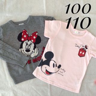 ディズニー(Disney)のミニーマウス　100 半袖　Tシャツ　＆　110cm  セーター　まとめ売り(Tシャツ/カットソー)