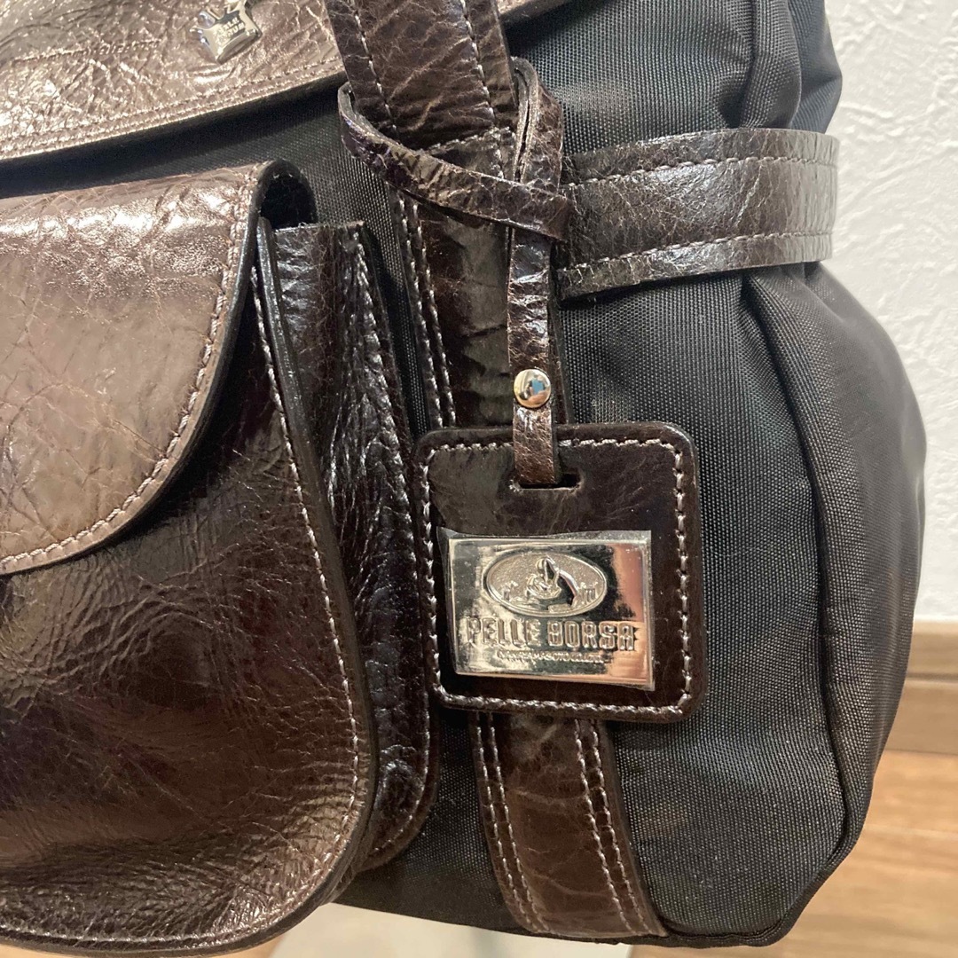 PELLE BORSA(ペレボルサ)の【極美品】pelle bolsa ペレボルサ ナイロン×レザー ハンドバッグ 肩 レディースのバッグ(ハンドバッグ)の商品写真