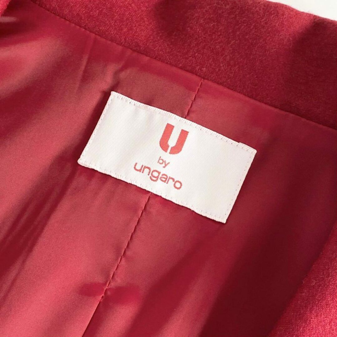 U by ungaro(ユーバイウンガロ)の26h22 《美品》 U by ungaro ユーバイウンガロ ビッグカラージャケット サイズ42 L レッド レディース 羽織 上着 ショートコート 日本製 レディースのジャケット/アウター(その他)の商品写真